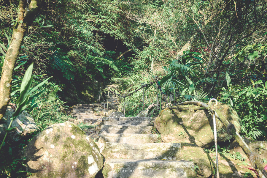 《新北汐止》姜子寮絕壁步道 沐浴在幽靜森林裡的秘境步道、15分鐘輕鬆收集大岩壁以及銀白色瀑布 @我的旅圖中 during my journey