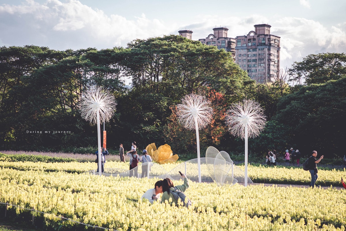 《台北中正》2026古亭河濱公園花海 隱藏於城市中的河濱花園小秘境、季節限定綿延壯觀的繽紛撞色花海